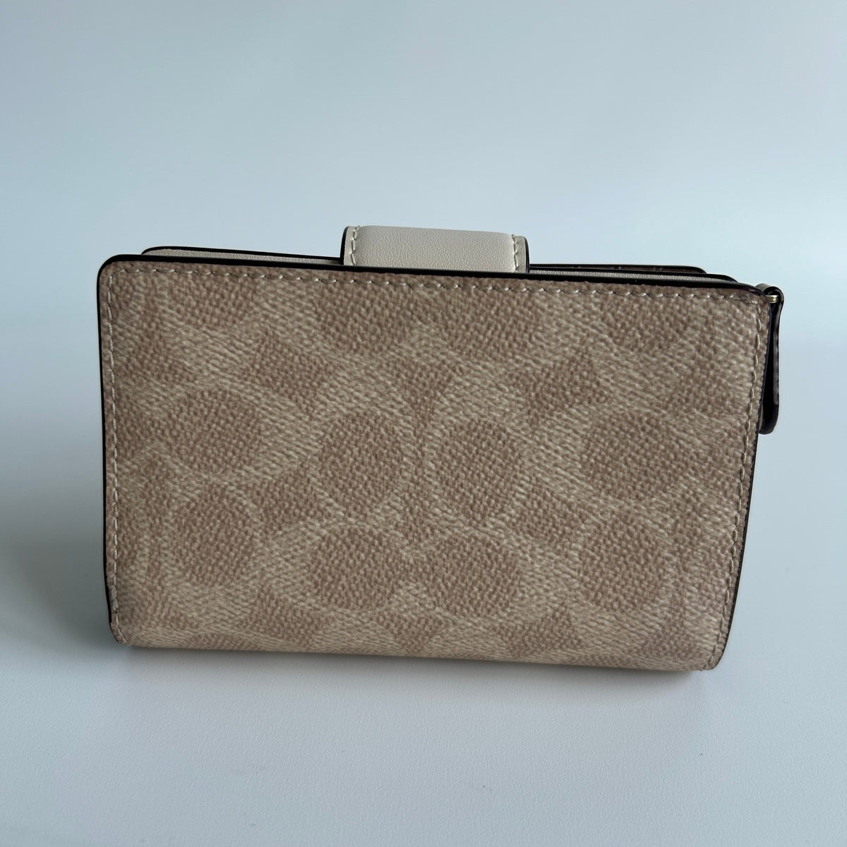 Coach Medium Corner Zip Wallet Khaki Chalk Canvas Leather Excellent1