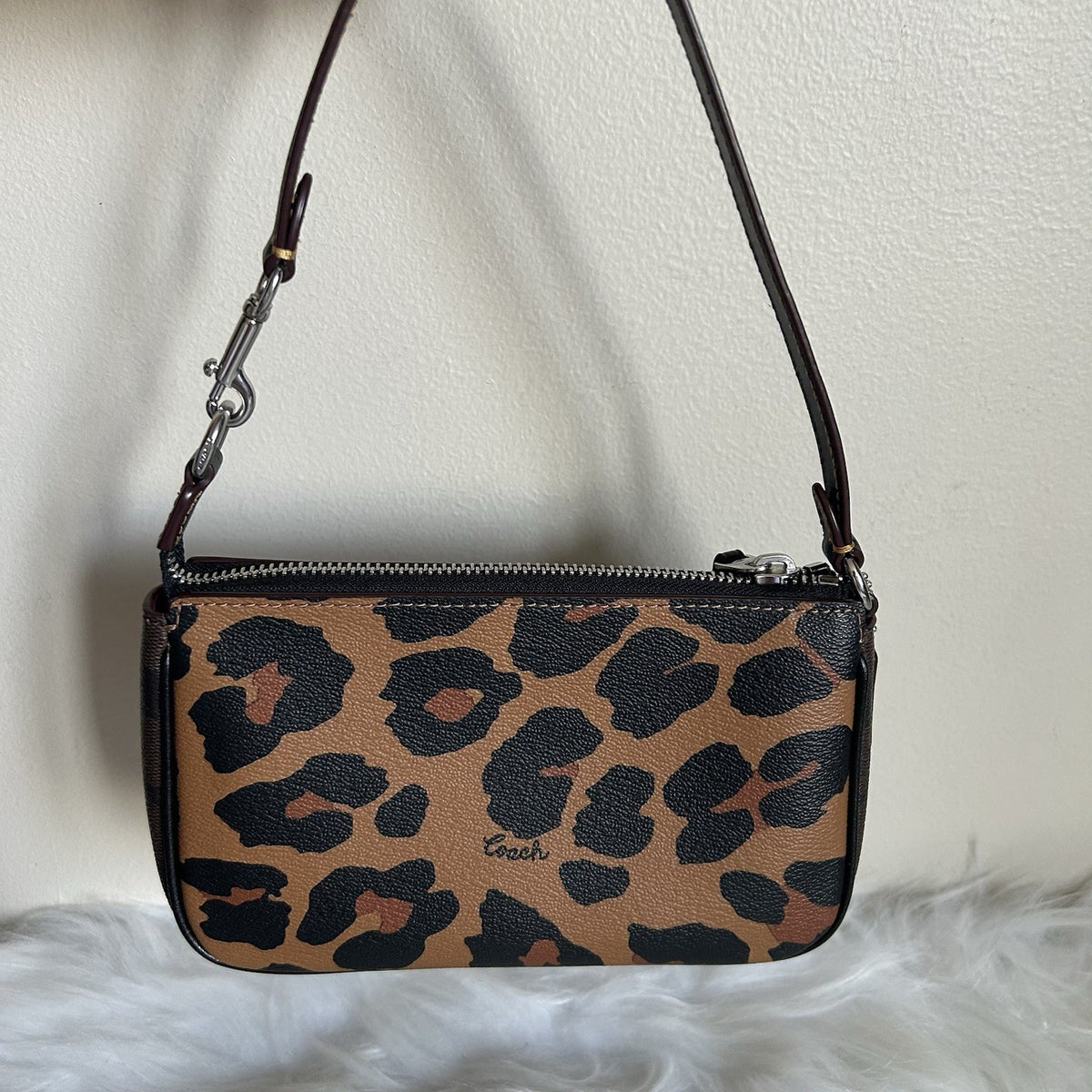 Coach Nolita 19 Leopard Print Brown Coated Canvas Shoulder Bag Excellent1