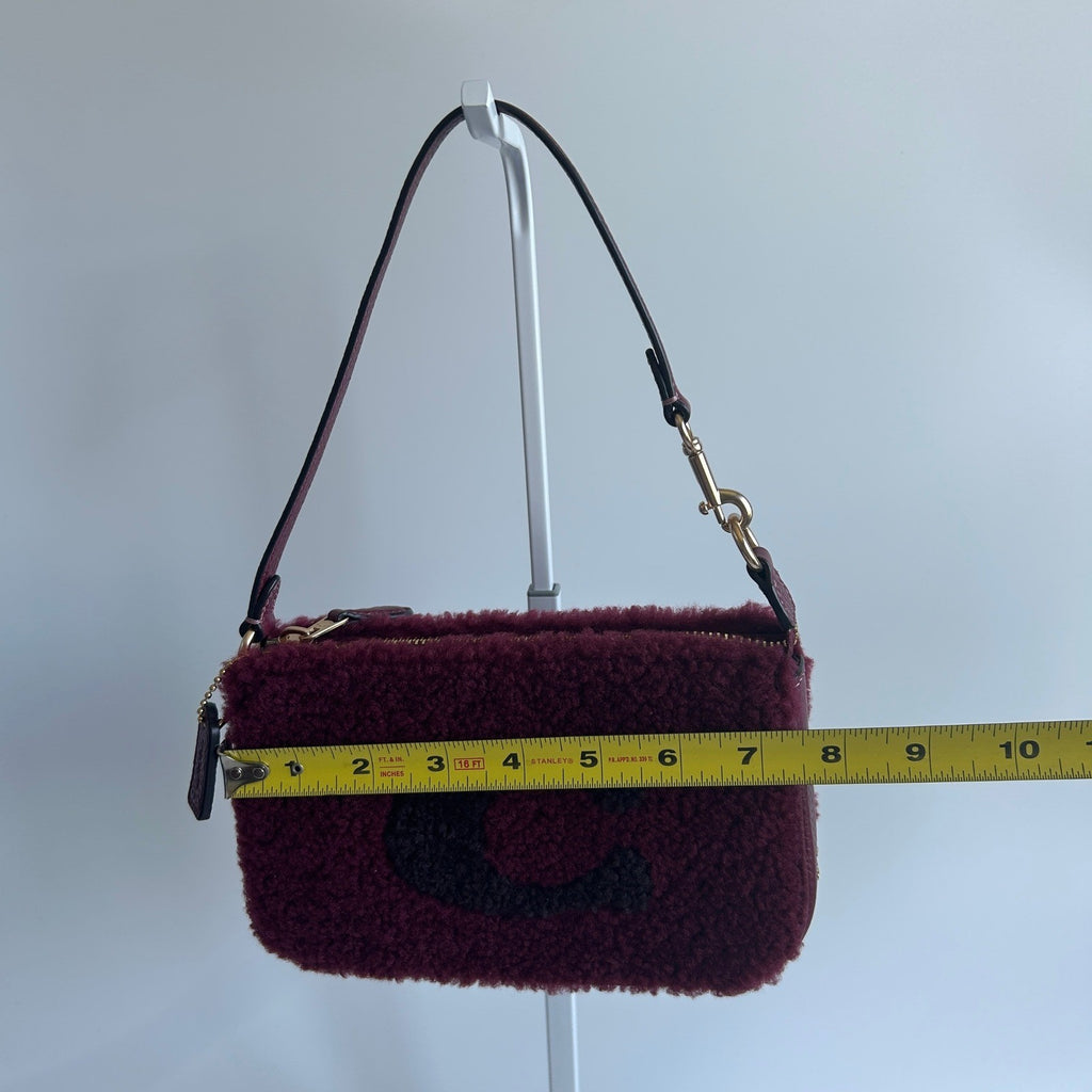 Coach Nolita 19 Wine Shearling Leather Shoulder Bag Excellent5