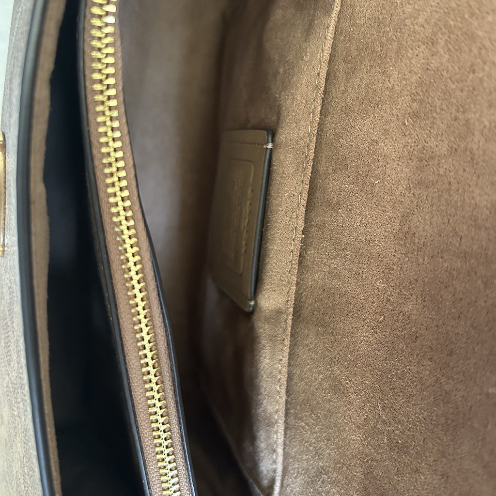 Coach Eliza Brown Signature Canvas Leather Shoulder Bag Excellent7