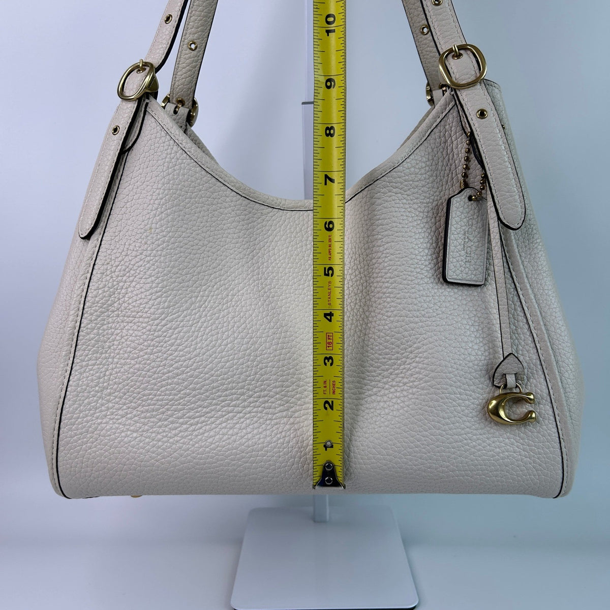 Coach Lori Chalk White Pebbled Leather Shoulder Bag C4824 GOOD8