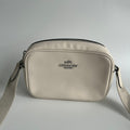 Coach Mini Jamie Chalk White Pebbled Leather Camera Bag Excellent0