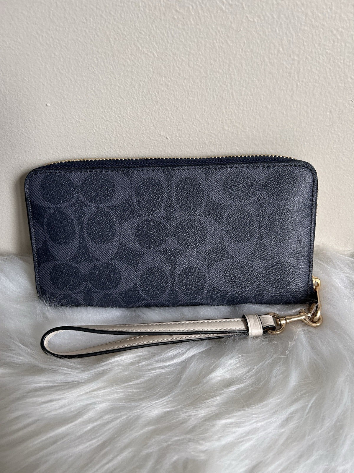 Coach Signature Long Zip Around Wallet Denim Multi Canvas New1