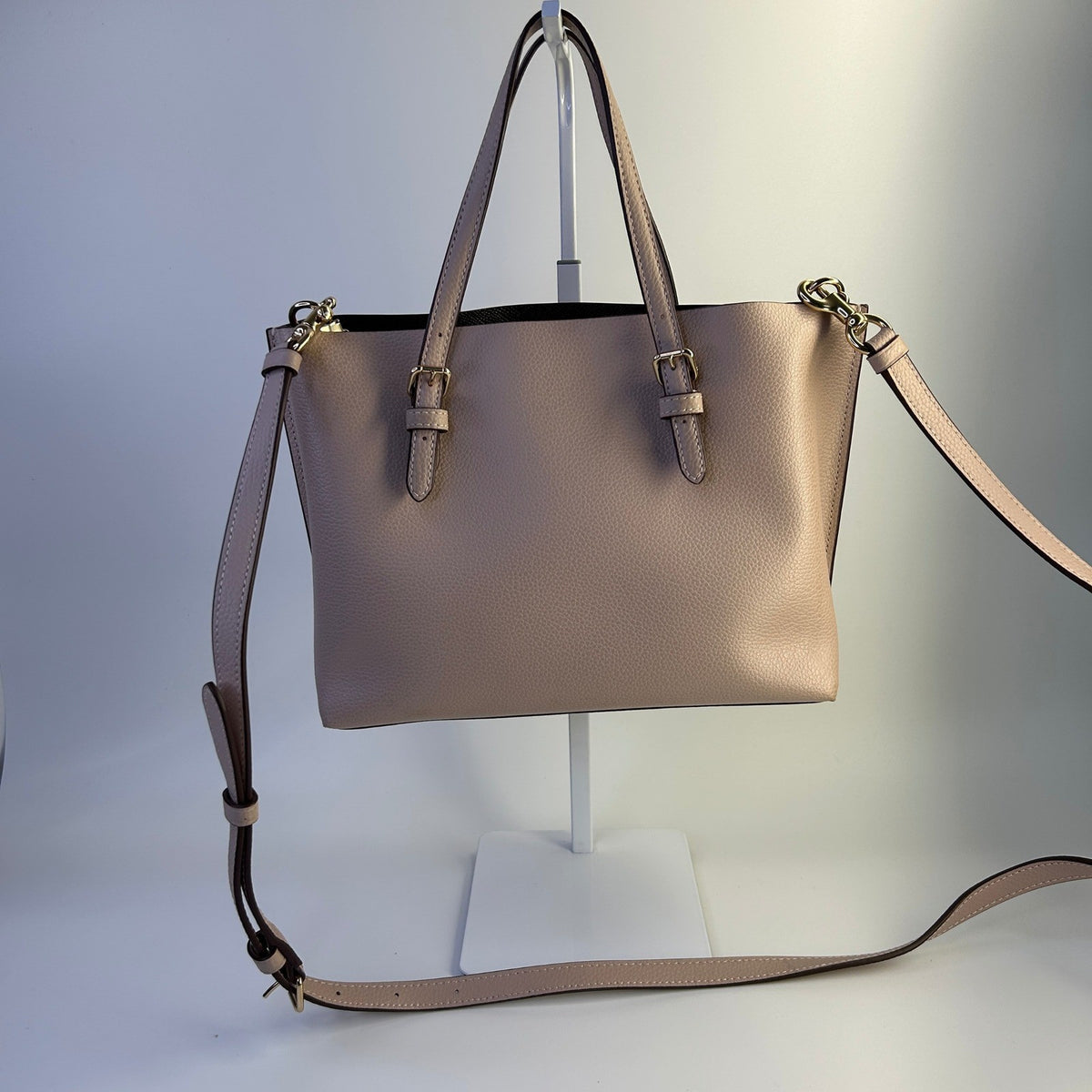Coach Mollie Tote 25 Faded Blush Pebbled Leather Crossbody Bag Excellent1