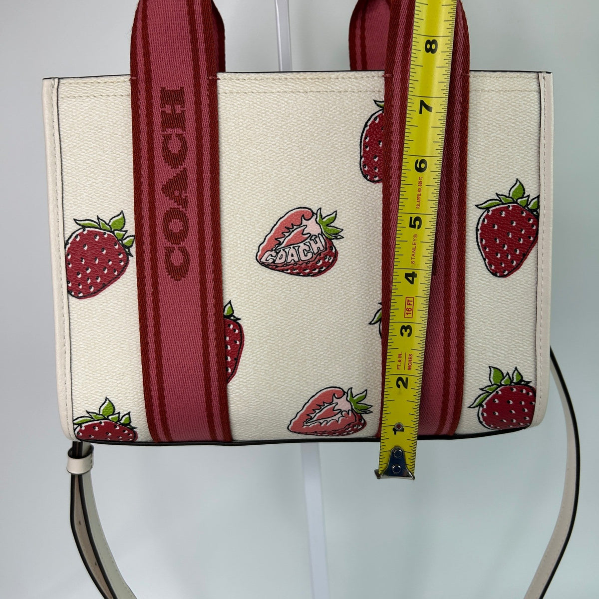Coach Smith Tote 24 Chalk Strawberry Print Coated Canvas Bag Excellent5