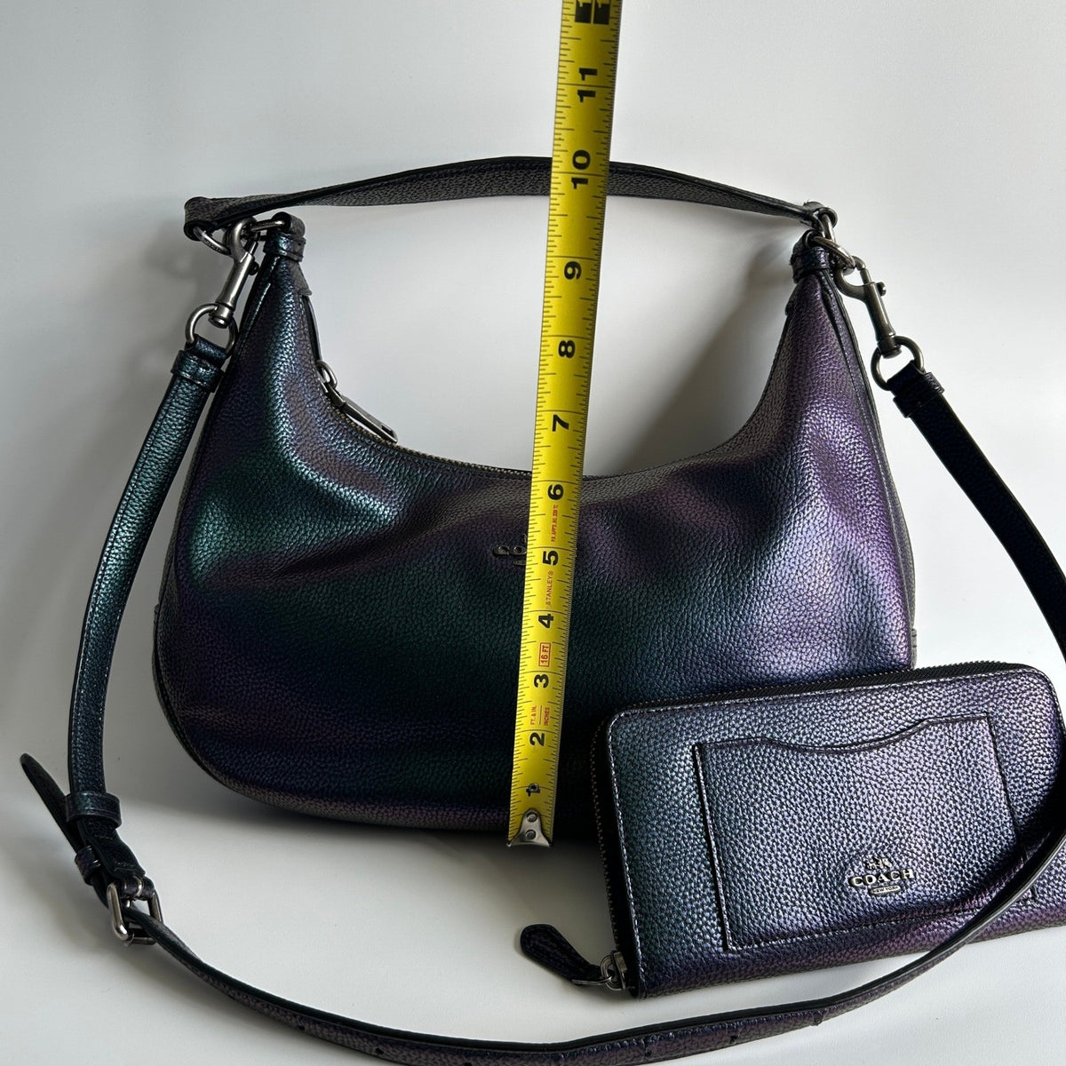 Coach Harley Hobo Iridescent Leather Bag Wallet Set F24352 Good9