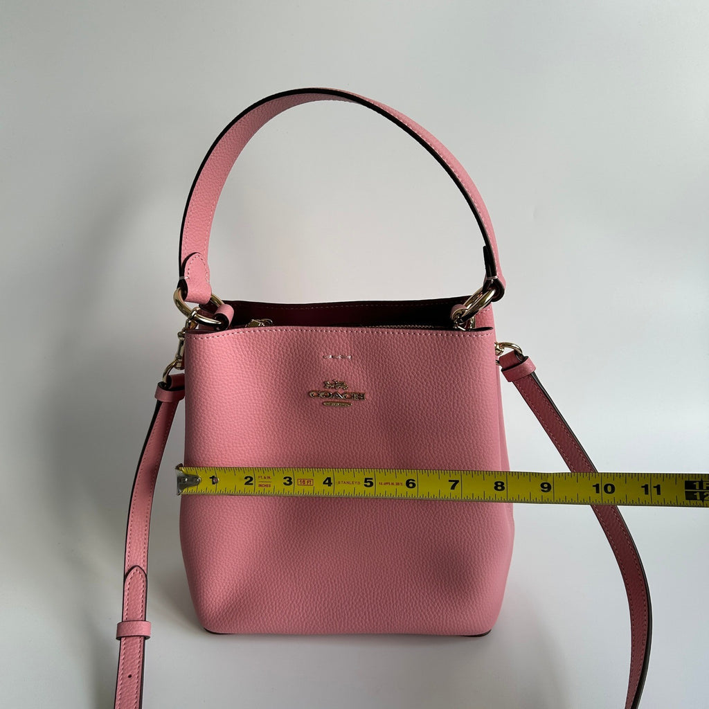 Coach Small Town Bucket Bag Pink Pebbled Leather Shoulder Bag Excellent9