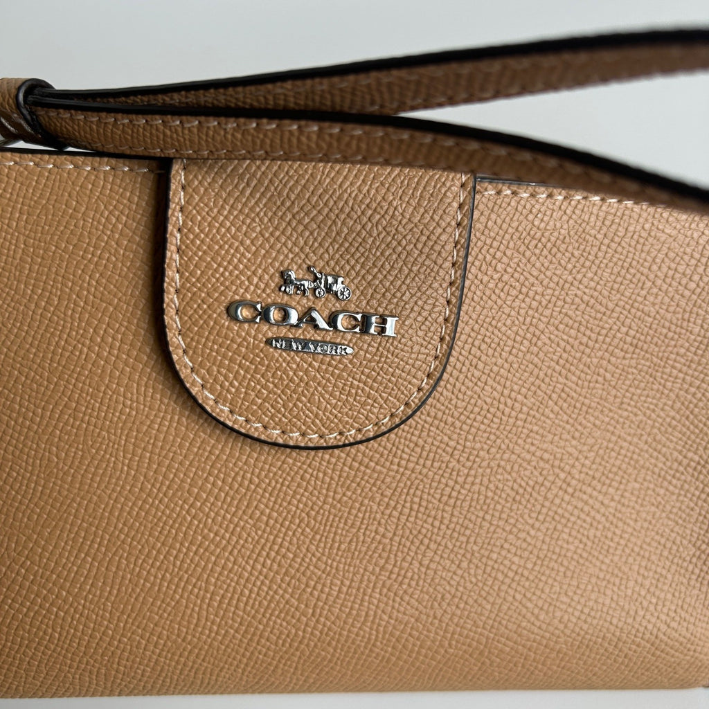 Coach Tech Phone Wallet Saddle Tan Crossgrain Leather C0183 Good5