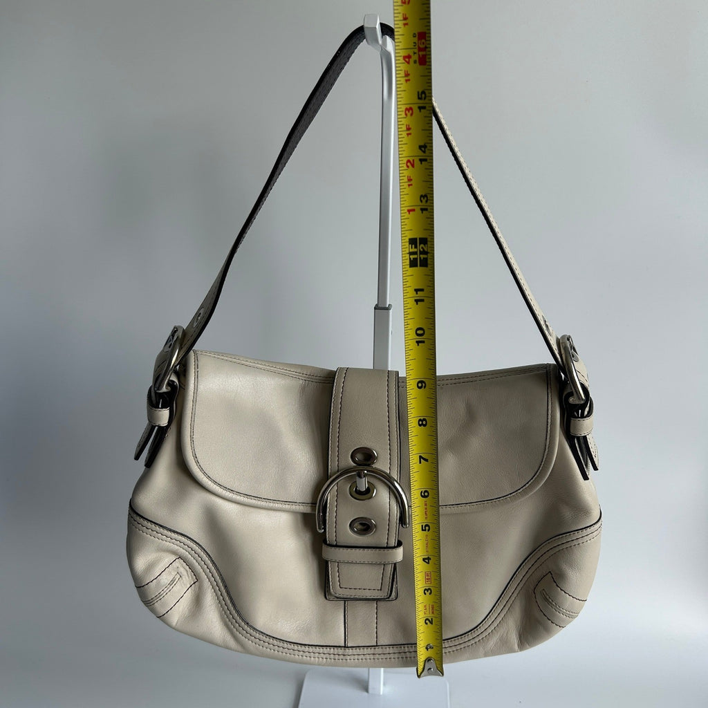 Coach Soho Flap Chalk White Leather Shoulder Bag F10909 Good10