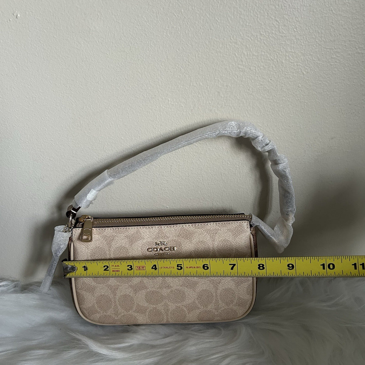 Coach Nolita 19 Sand Tan Signature Canvas Leather Wristlet Bag NEW6