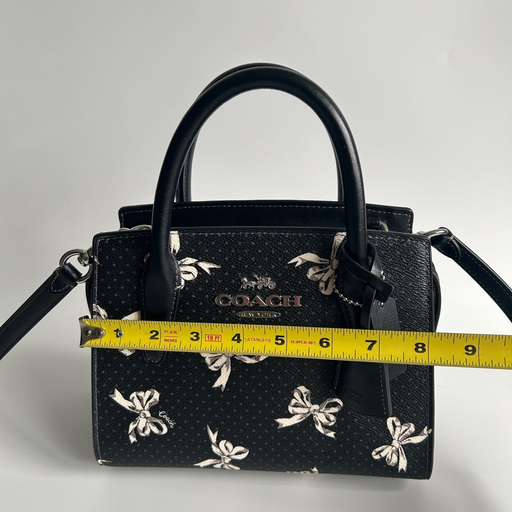 Coach Andrea Carryall Black Bow Print Leather Crossbody Bag CAA77 Excellent9