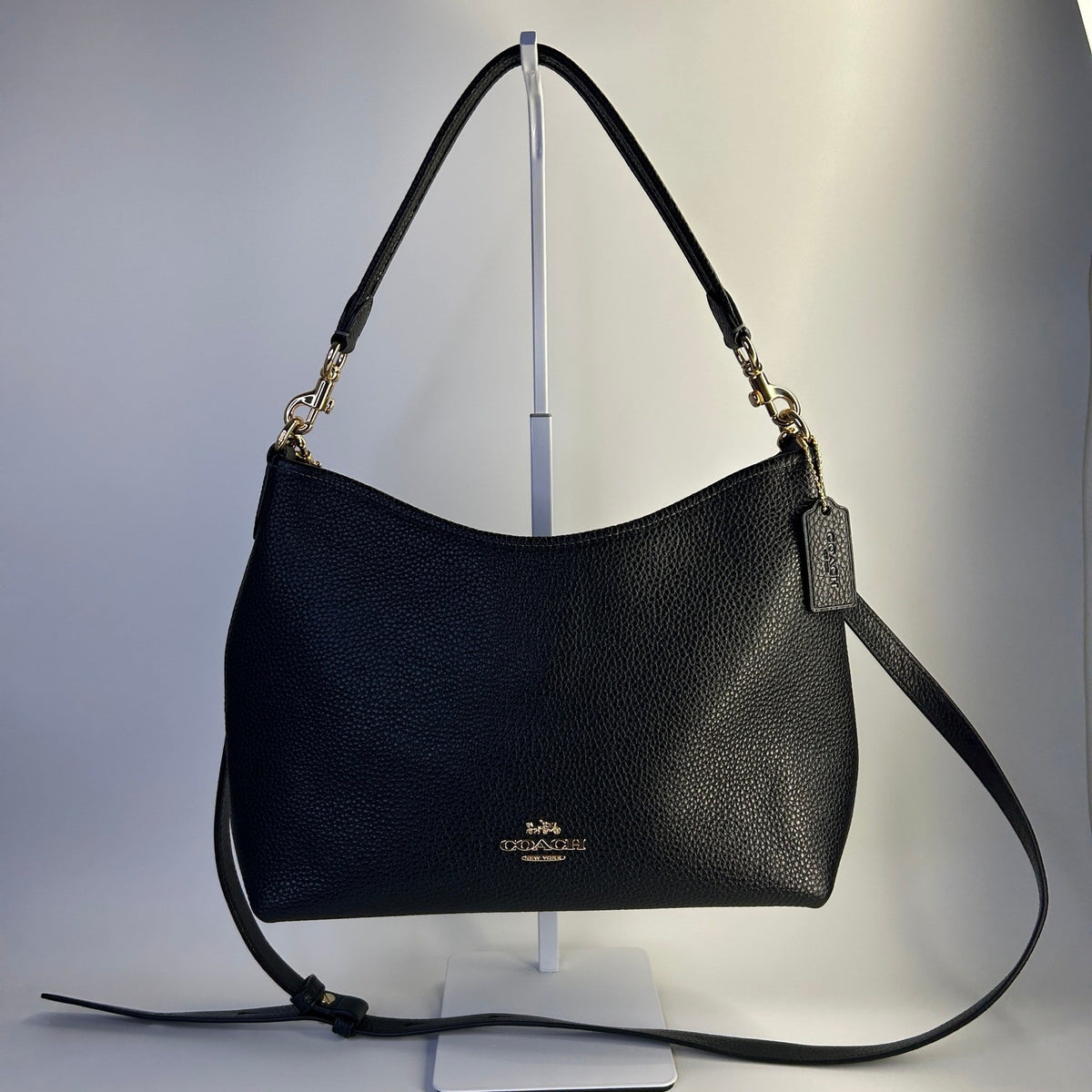 Coach Laurel Black Pebbled Leather Shoulder Bag Excellent0