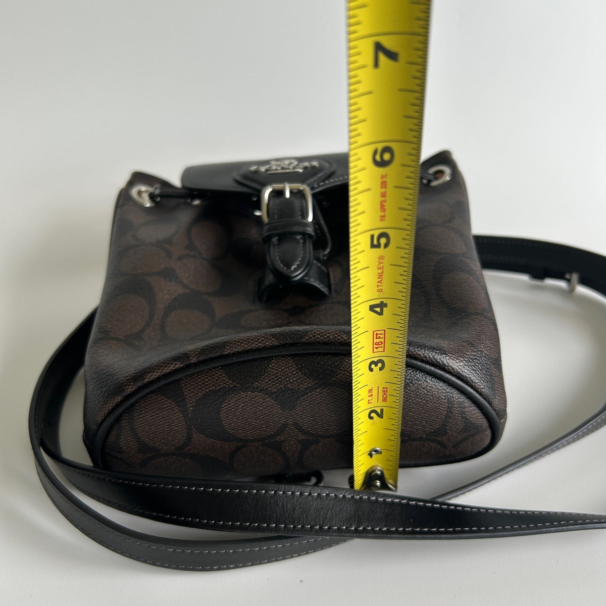 Coach Amelia Brown Black Signature Canvas Leather Convertible Backpack CL458 EX9