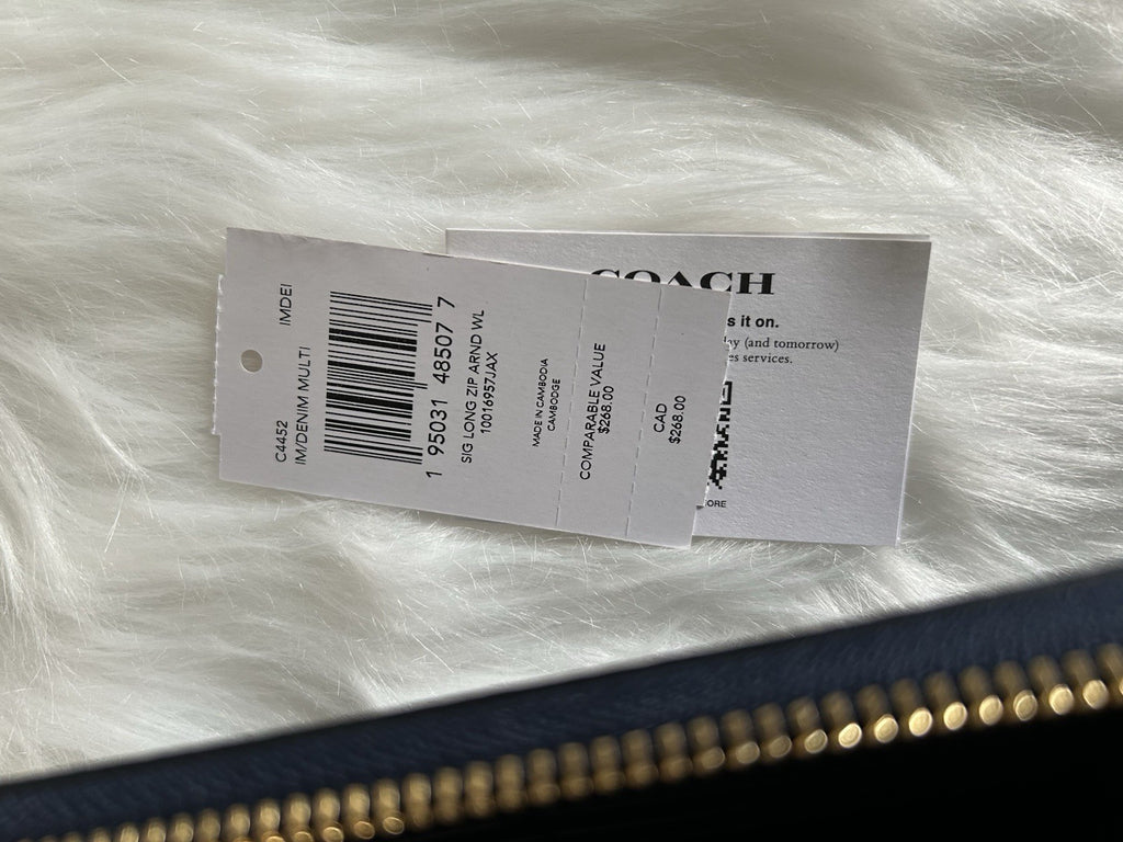 Coach Signature Long Zip Around Wallet Denim Multi Canvas New3