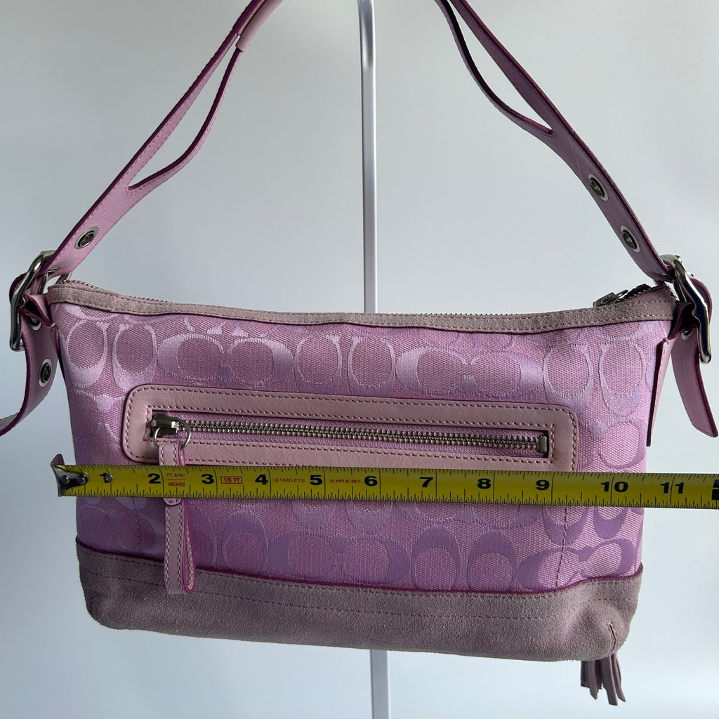 Coach Soho Signature East West Pink Jacquard Suede Shoulder Bag Excellent6