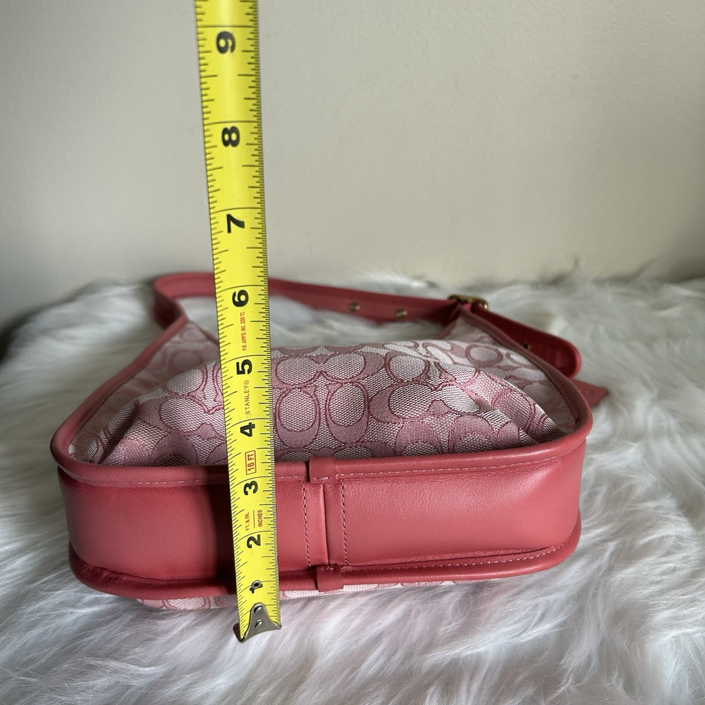 Coach Ergo Pink Signature Jacquard Leather Shoulder Bag C2588 Good10