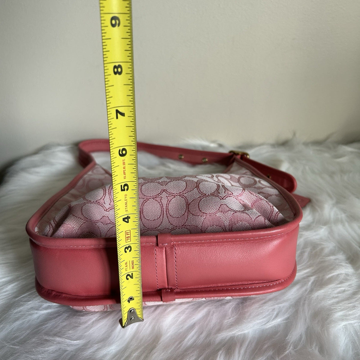 Coach Ergo Pink Signature Jacquard Leather Shoulder Bag C2588 Good10