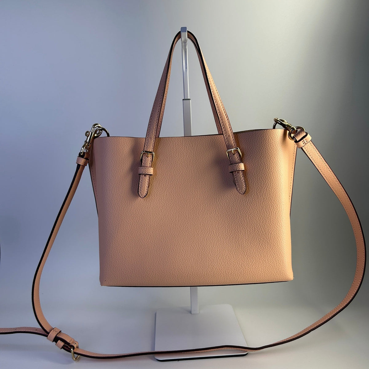 Coach Mollie Tote 25 Peach Pink Pebbled Leather Shoulder Bag C4084 Excellent1