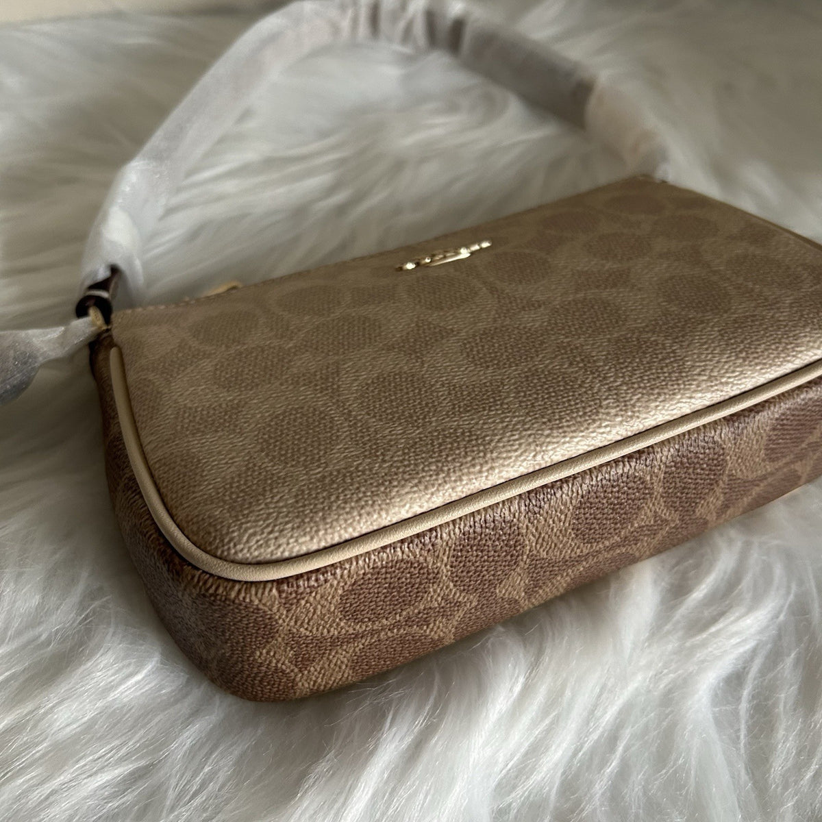 Coach Nolita 19 Sand Tan Signature Canvas Leather Wristlet Bag NEW3