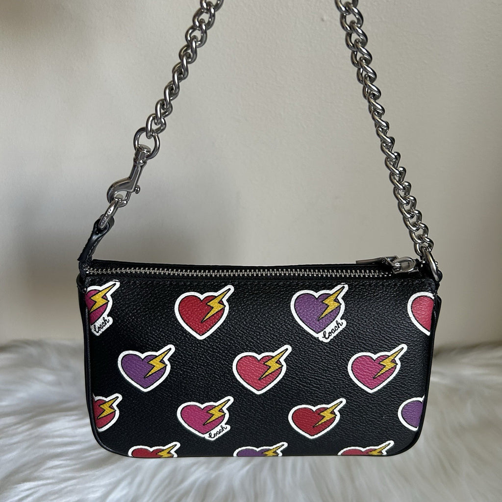 Coach Nolita 19 Black Heart Lightning Bolt Pebbled Leather Bag NEW1