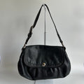 Coach Soho Pleated Flap Black Pebbled Leather Shoulder Bag Good0