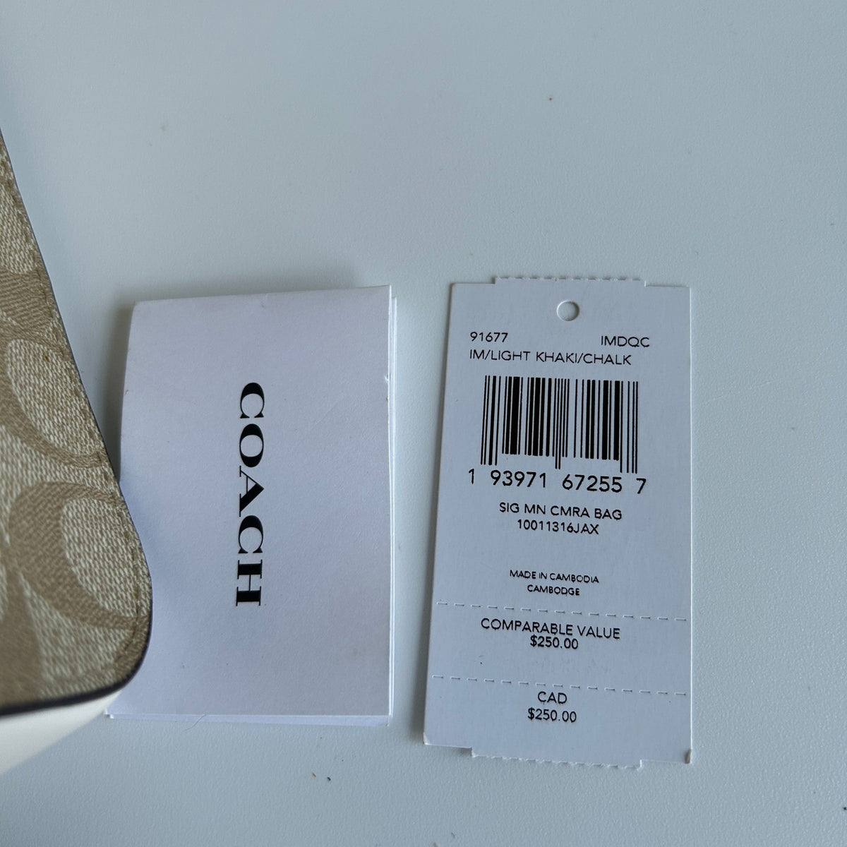 Coach Mini Camera Bag Light Khaki Chalk Canvas Leather Crossbody Excellent6