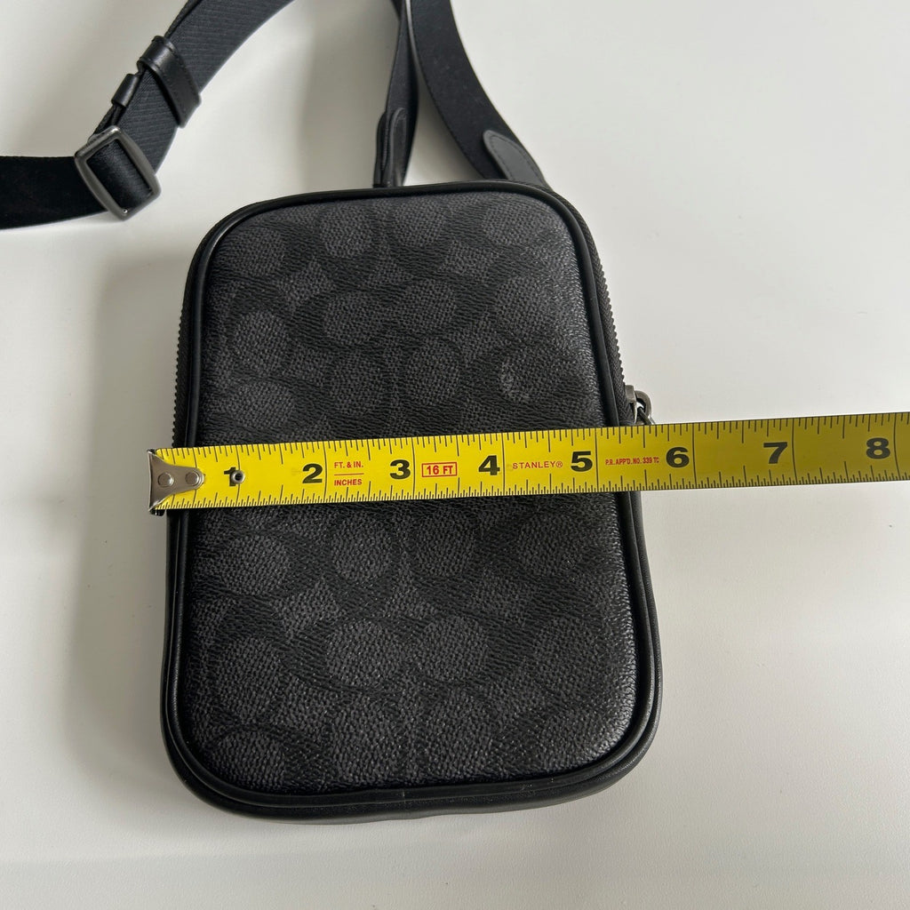 Coach Aden Crossbody Black Signature Canvas Leather Bag Excellent6