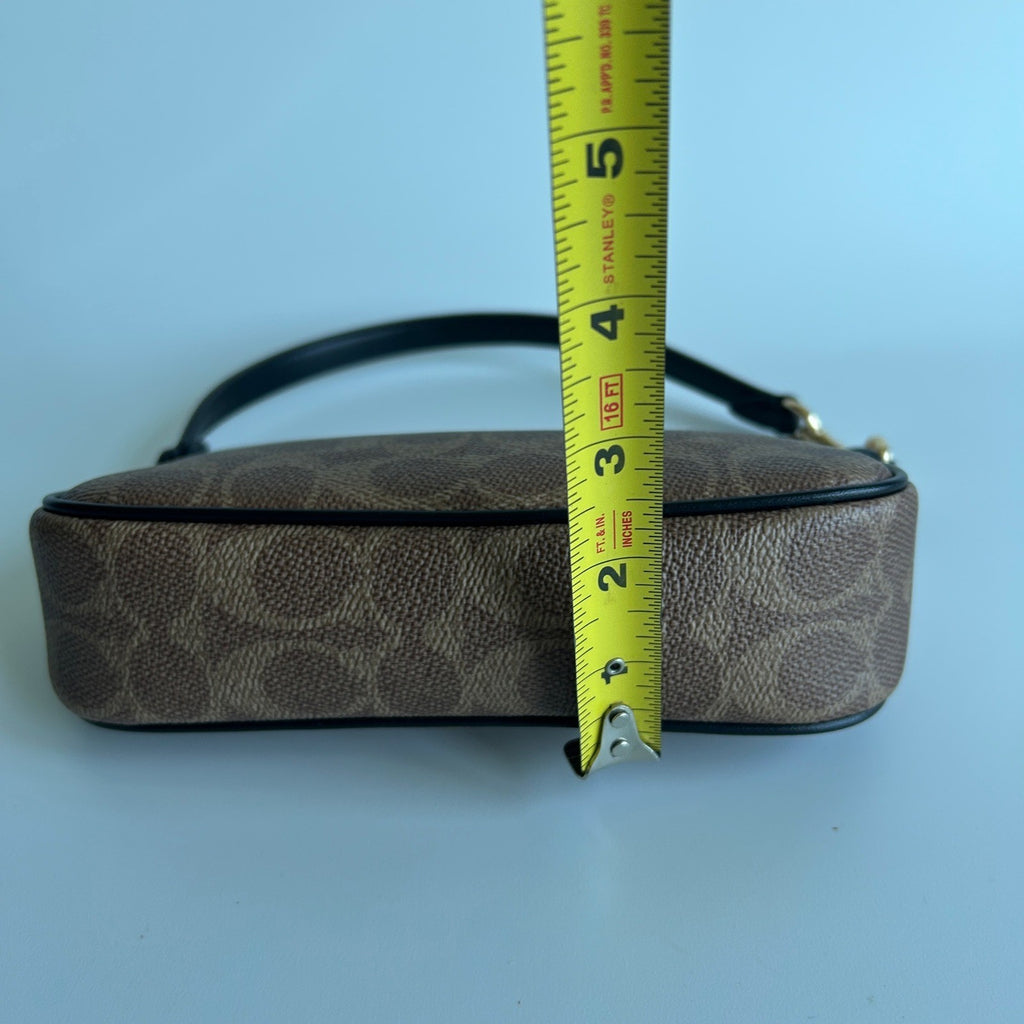 Coach Nolita 19 Tan Black Signature Canvas Wristlet Bag Excellent8