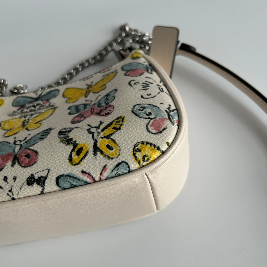 Coach Teri Mini Crossbody Chalk White Butterfly Coated Canvas Bag Excellent5