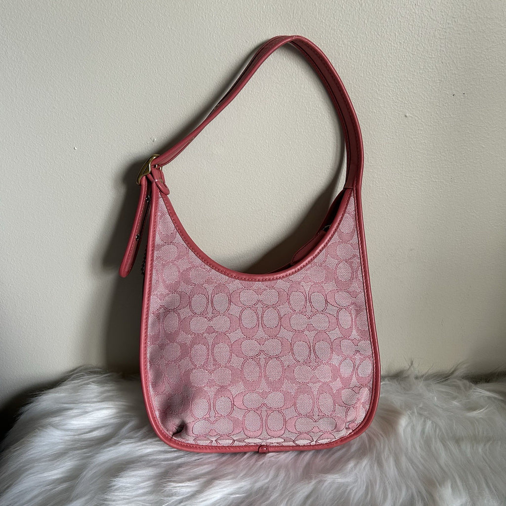 Coach Ergo Pink Signature Jacquard Leather Shoulder Bag C2588 Good1