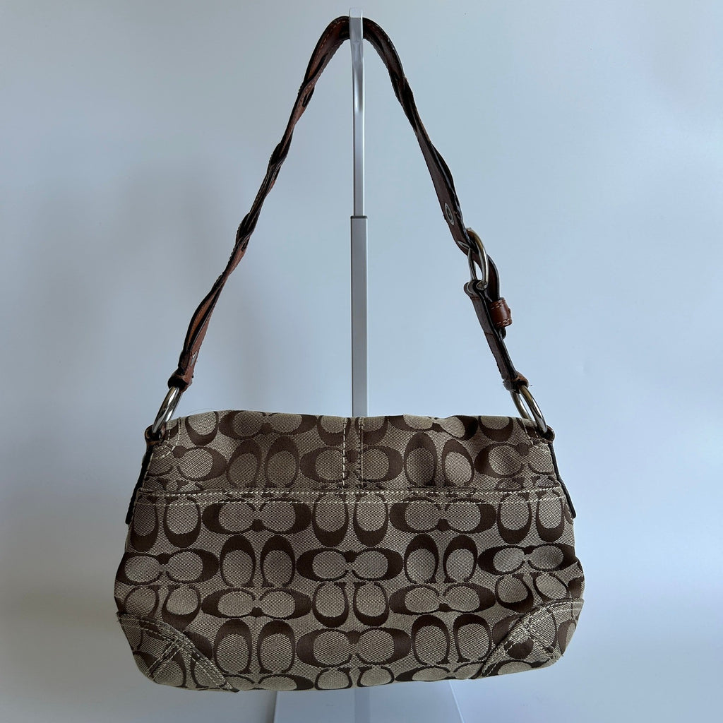 Coach Soho Khaki Brown Signature Canvas Leather Shoulder Bag 11862 Good2