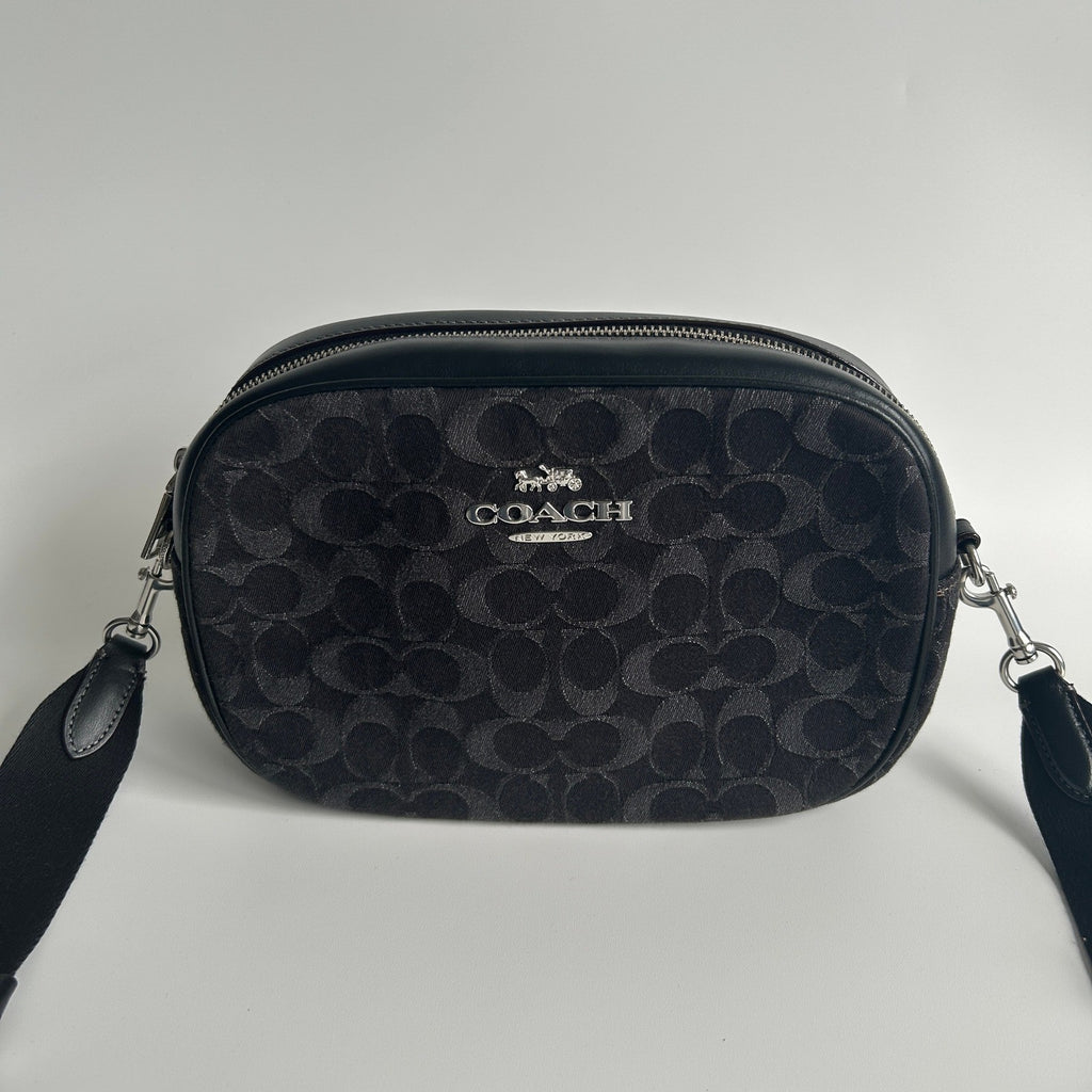 Coach Jamie Camera Bag Black Signature Denim Leather Crossbody C8219 Excellent0