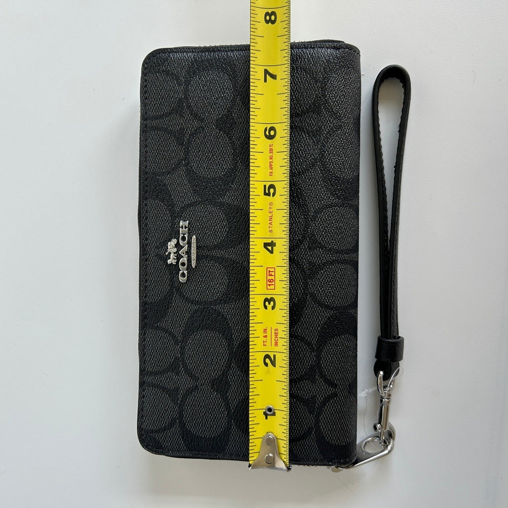 Coach Long Zip Around Wallet Graphite/Black Signature Canvas C44523