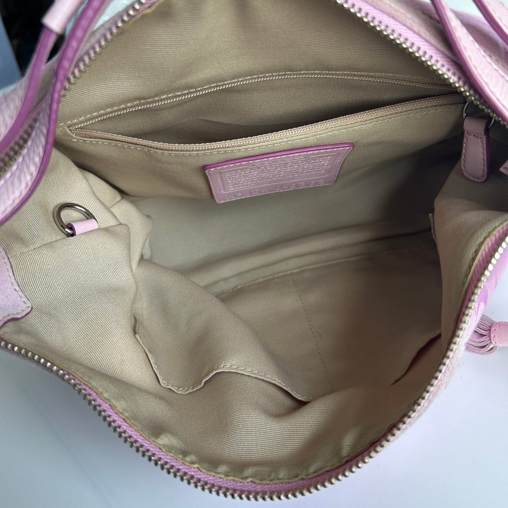 Coach Soho Signature East West Pink Jacquard Suede Shoulder Bag Excellent3