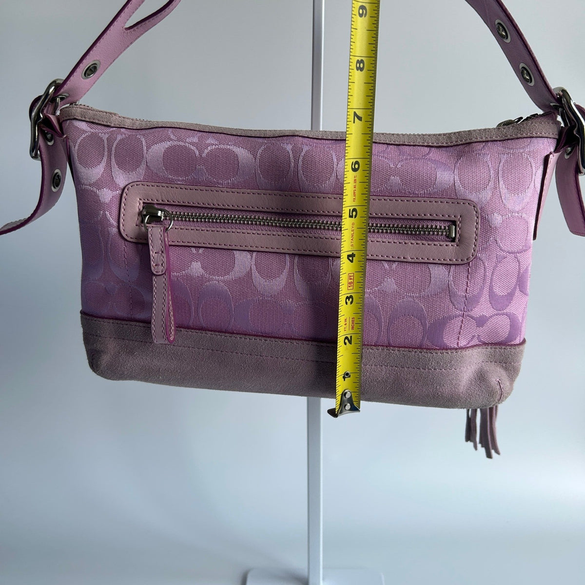Coach Soho Signature East West Pink Jacquard Suede Shoulder Bag Excellent7