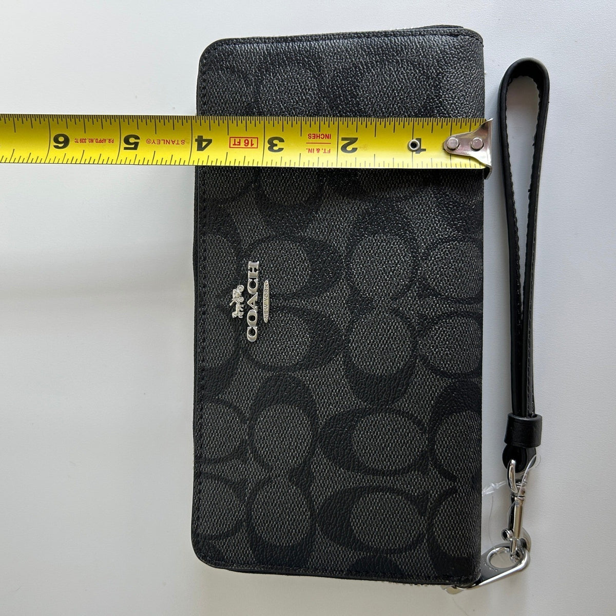 Coach Long Zip Around Wallet Graphite/Black Signature Canvas C44524
