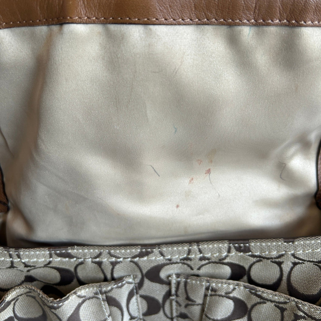 Coach Soho Khaki Brown Signature Canvas Leather Shoulder Bag 11862 Good4