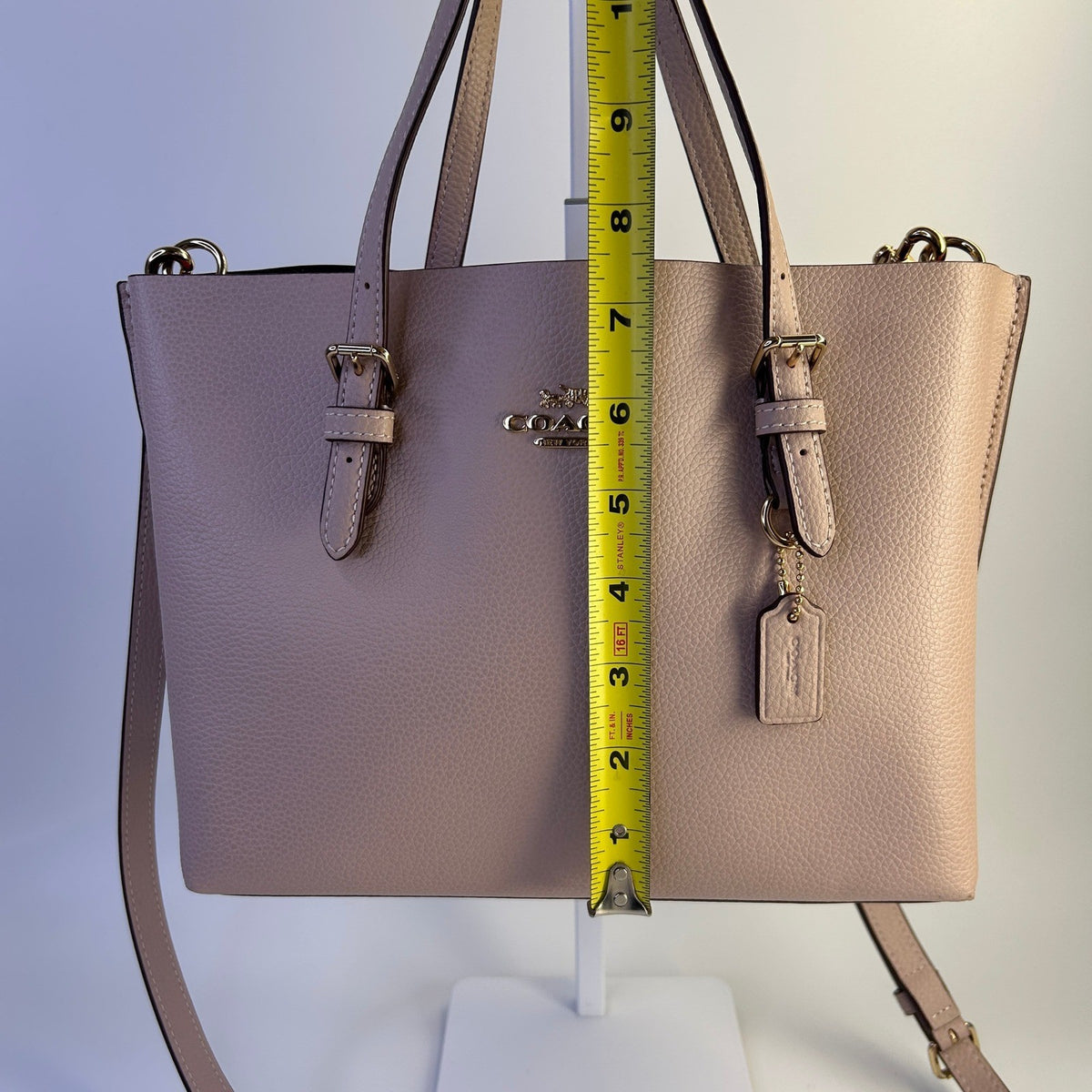 Coach Mollie Tote 25 Faded Blush Pebbled Leather Crossbody Bag Excellent7