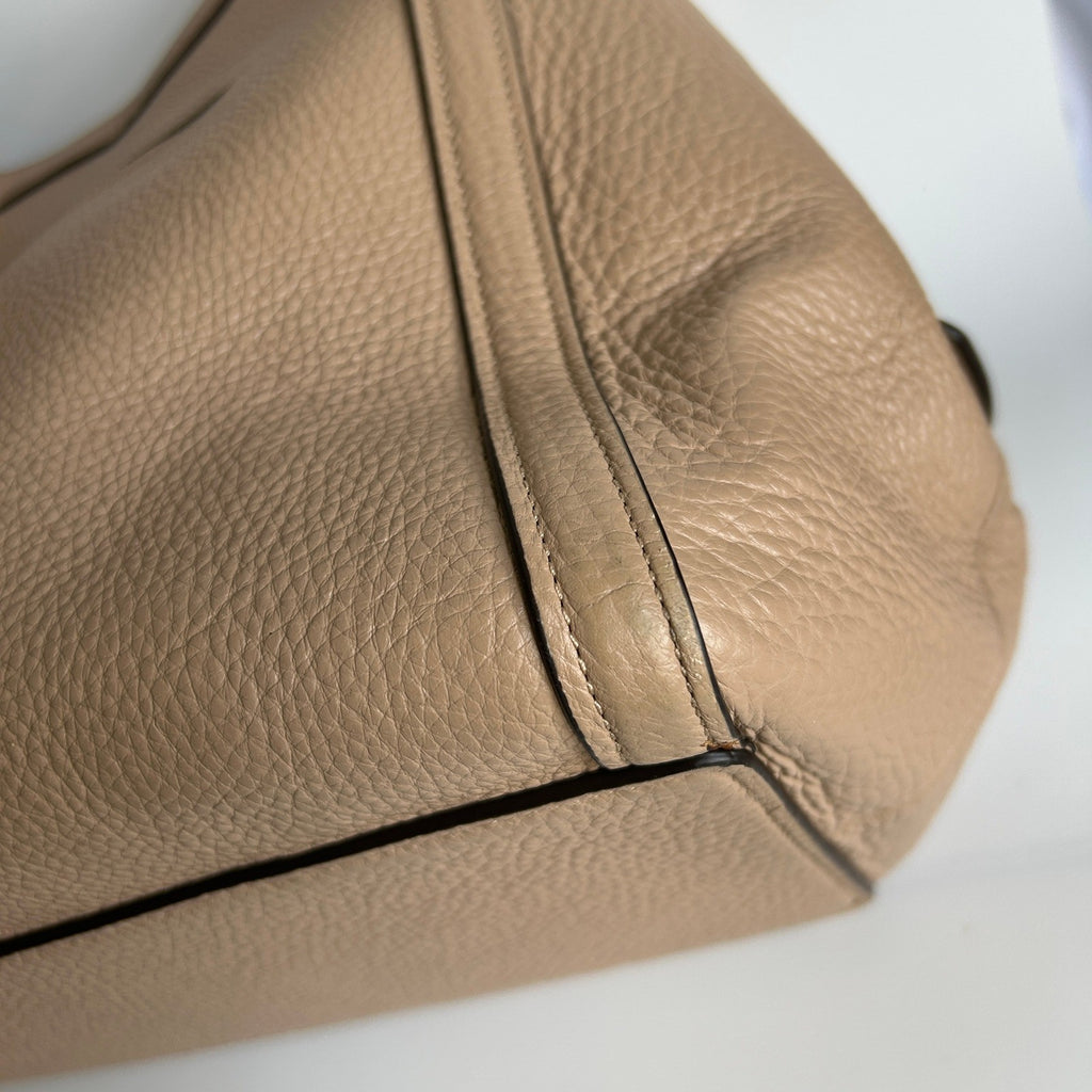 Coach Kristy Taupe Pebbled Leather Shoulder Bag Excellent3