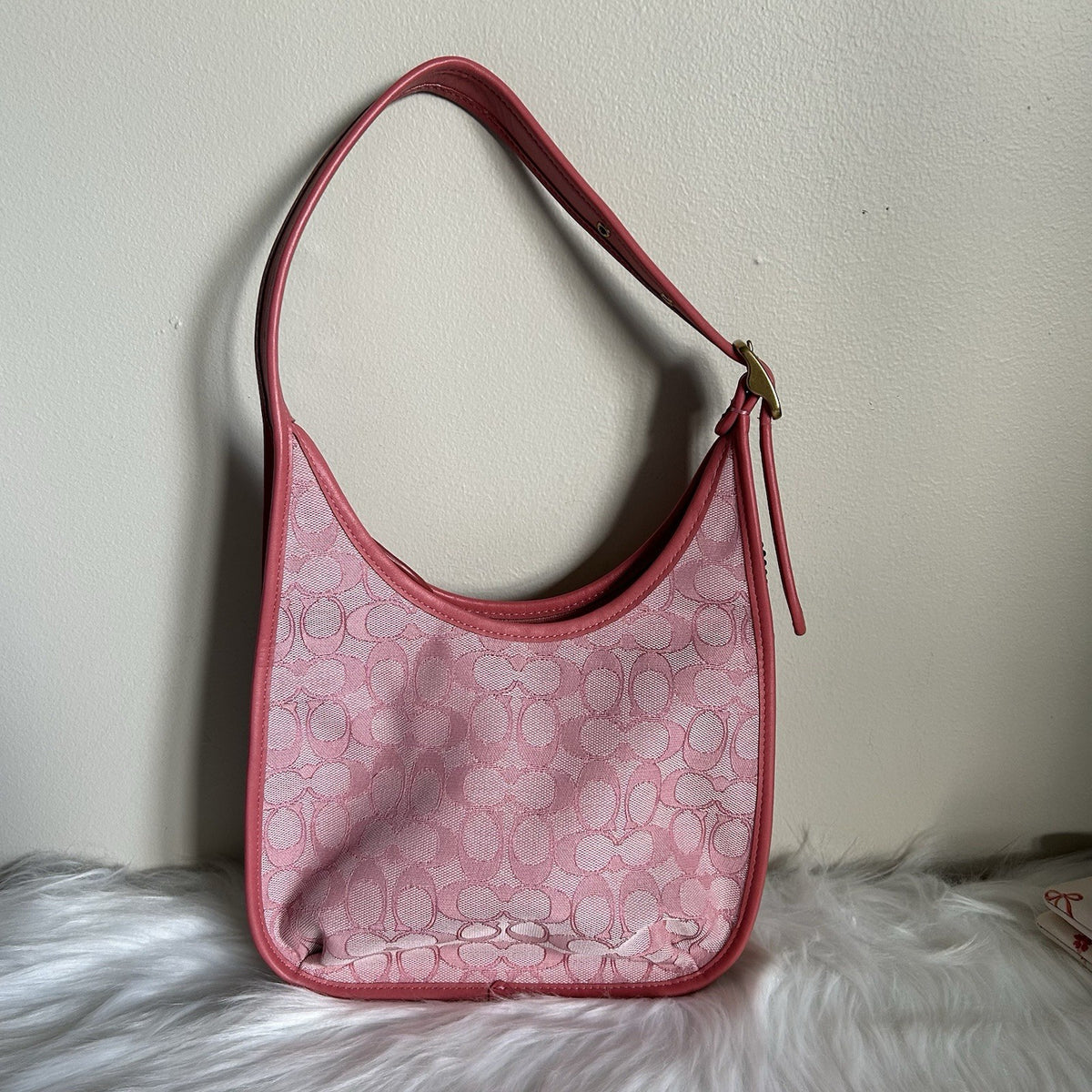 Coach Ergo Pink Signature Jacquard Leather Shoulder Bag C2588 Good0