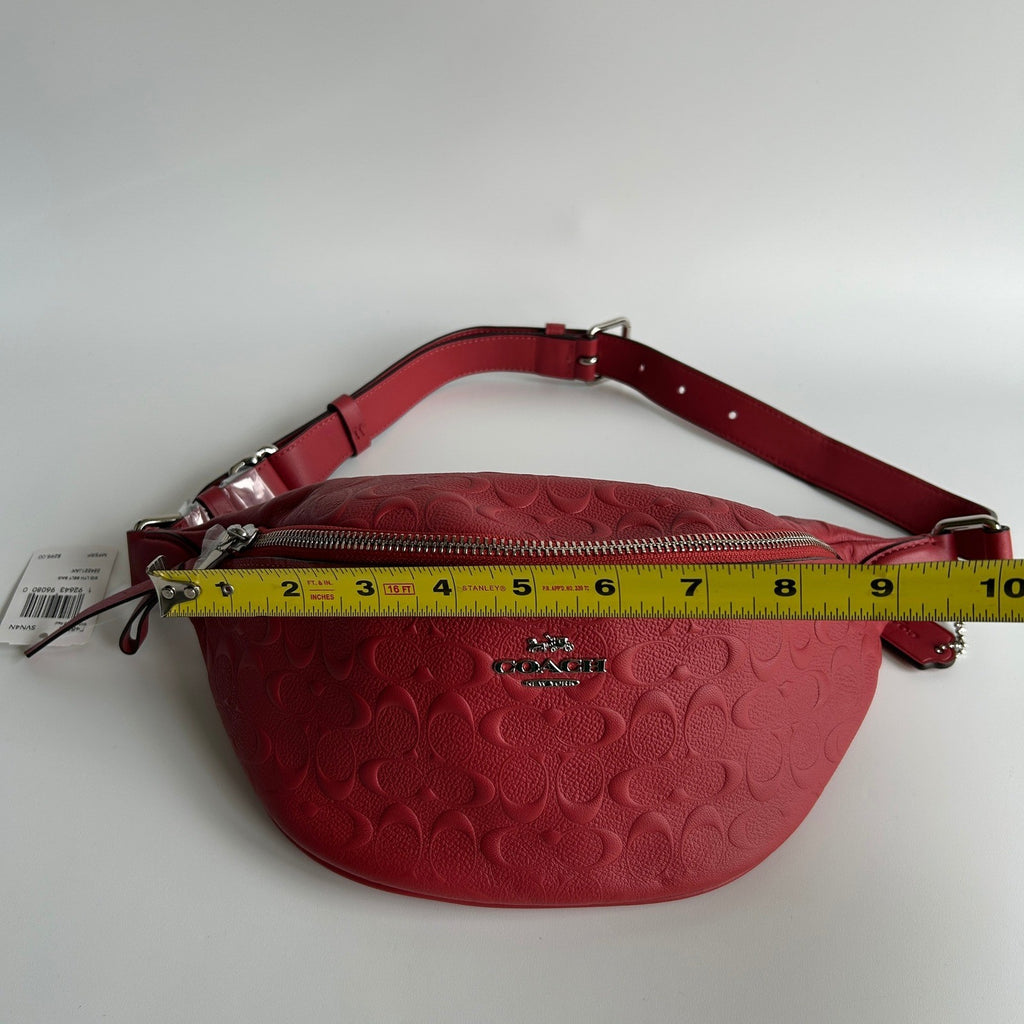 Coach Signature Belt Bag Washed Red Leather Fanny Pack F48741 New4