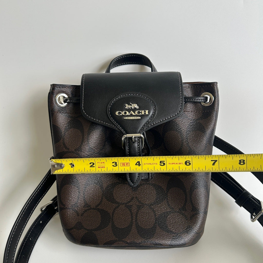 Coach Amelia Brown Black Signature Canvas Leather Convertible Backpack CL458 EX7