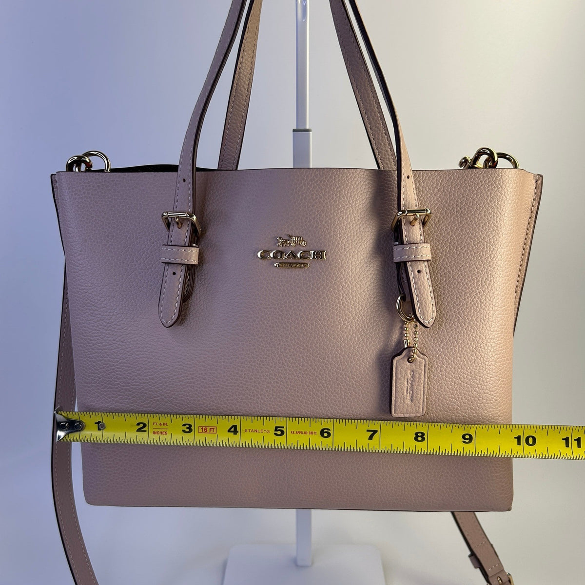 Coach Mollie Tote 25 Faded Blush Pebbled Leather Crossbody Bag Excellent6
