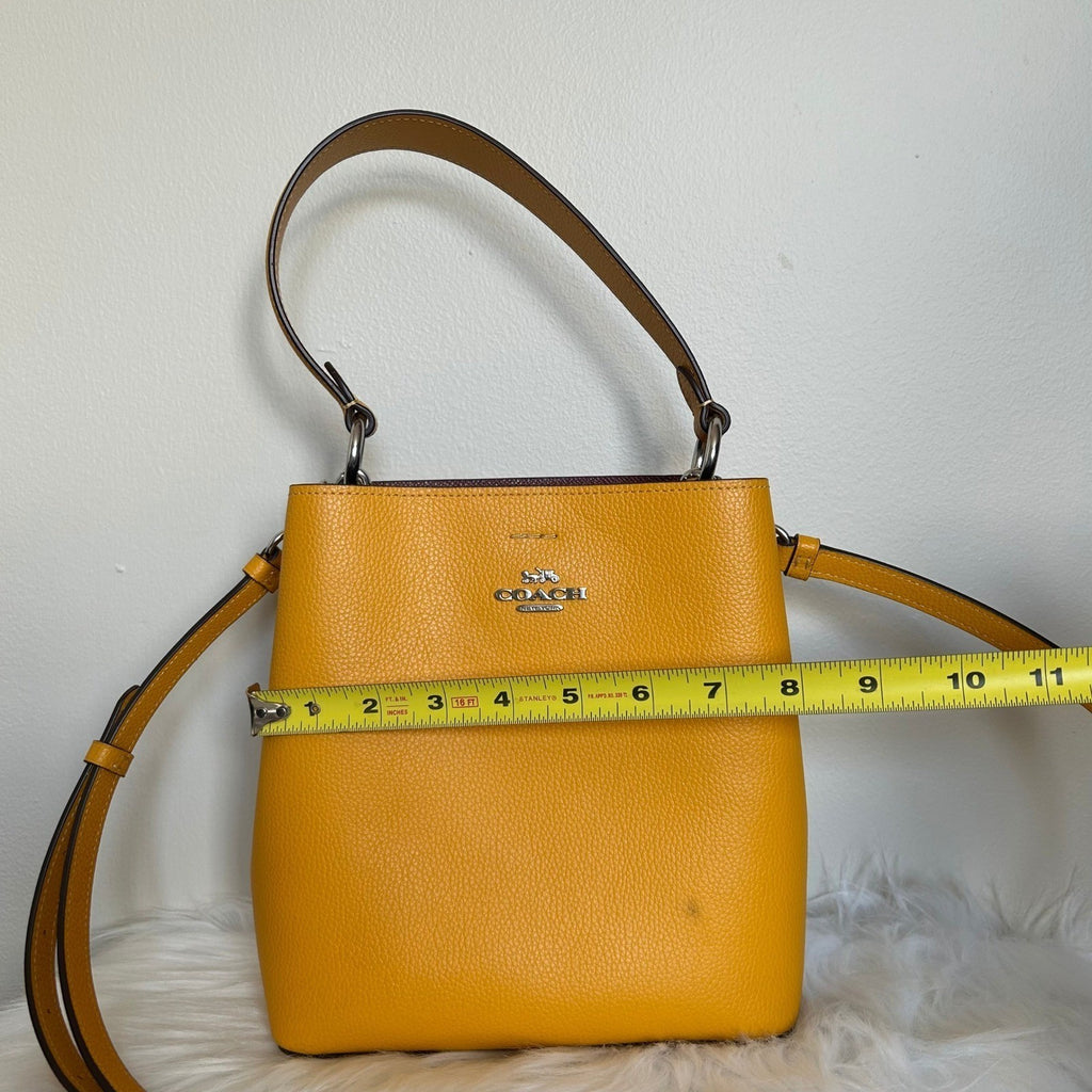 Coach Small Town Bucket Yellow Pebbled Leather Shoulder Bag 10117