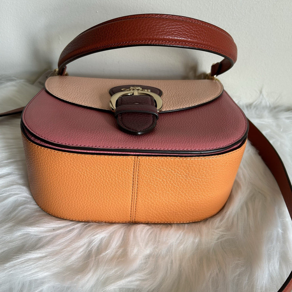 Coach Kleo 23 Faded Blush Multi Pebbled Leather Shoulder Bag NWT4