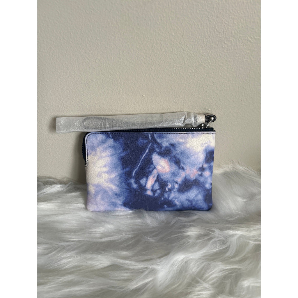 Coach Small Wristlet Tie Dye Blue Purple Pebble Leather NWT1