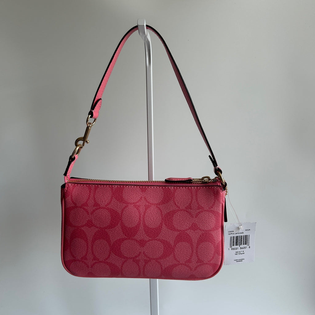 Coach Nolita 19 Pink Lemonade Signature Canvas Wristlet Shoulder Bag NEW1