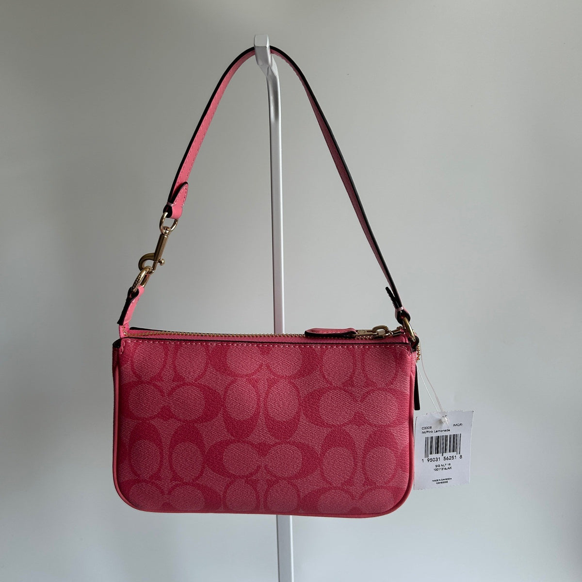Coach Nolita 19 Pink Lemonade Signature Canvas Wristlet Shoulder Bag NEW1