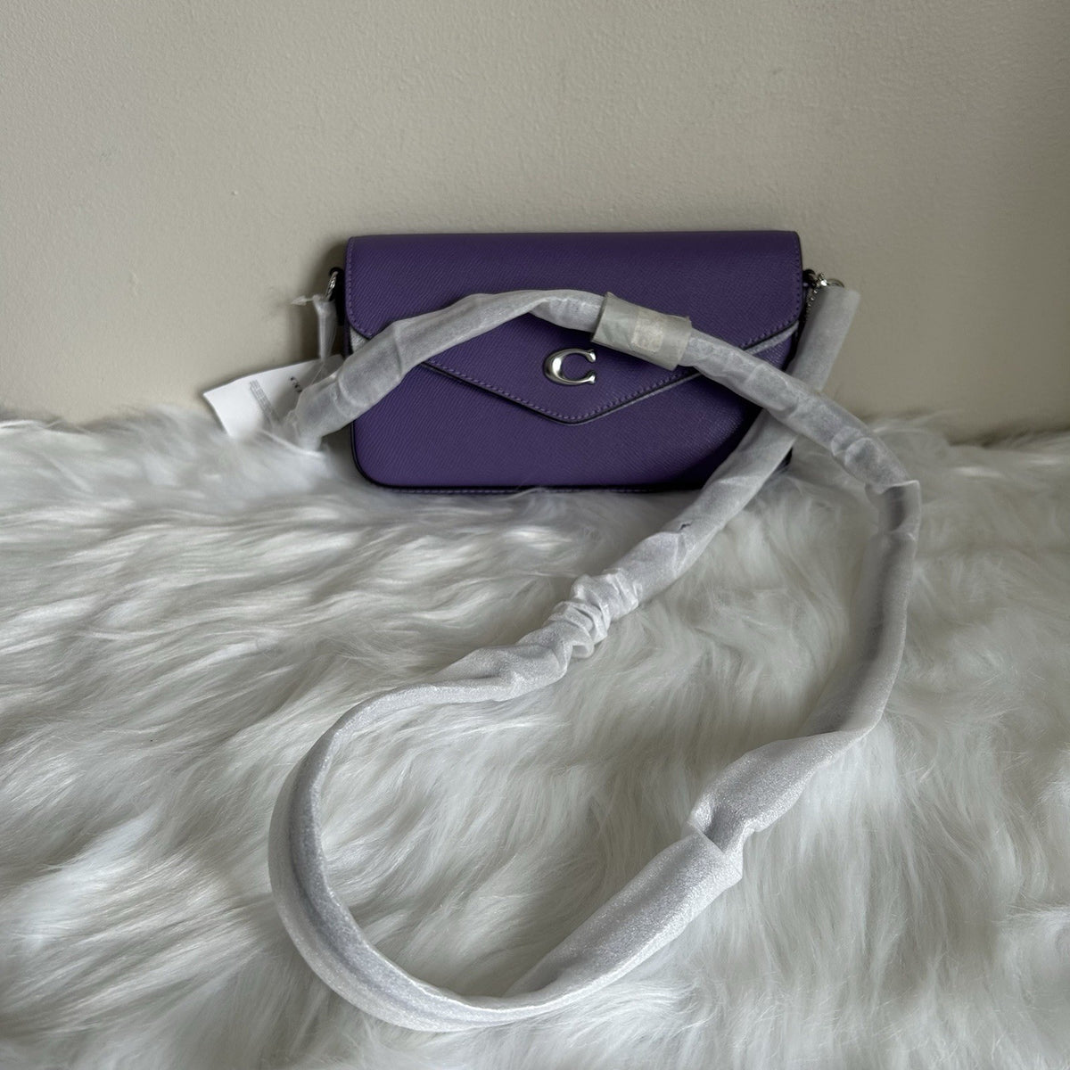 Coach Wyn Washed Plum Crossgrain Leather Crossbody Bag NEW1