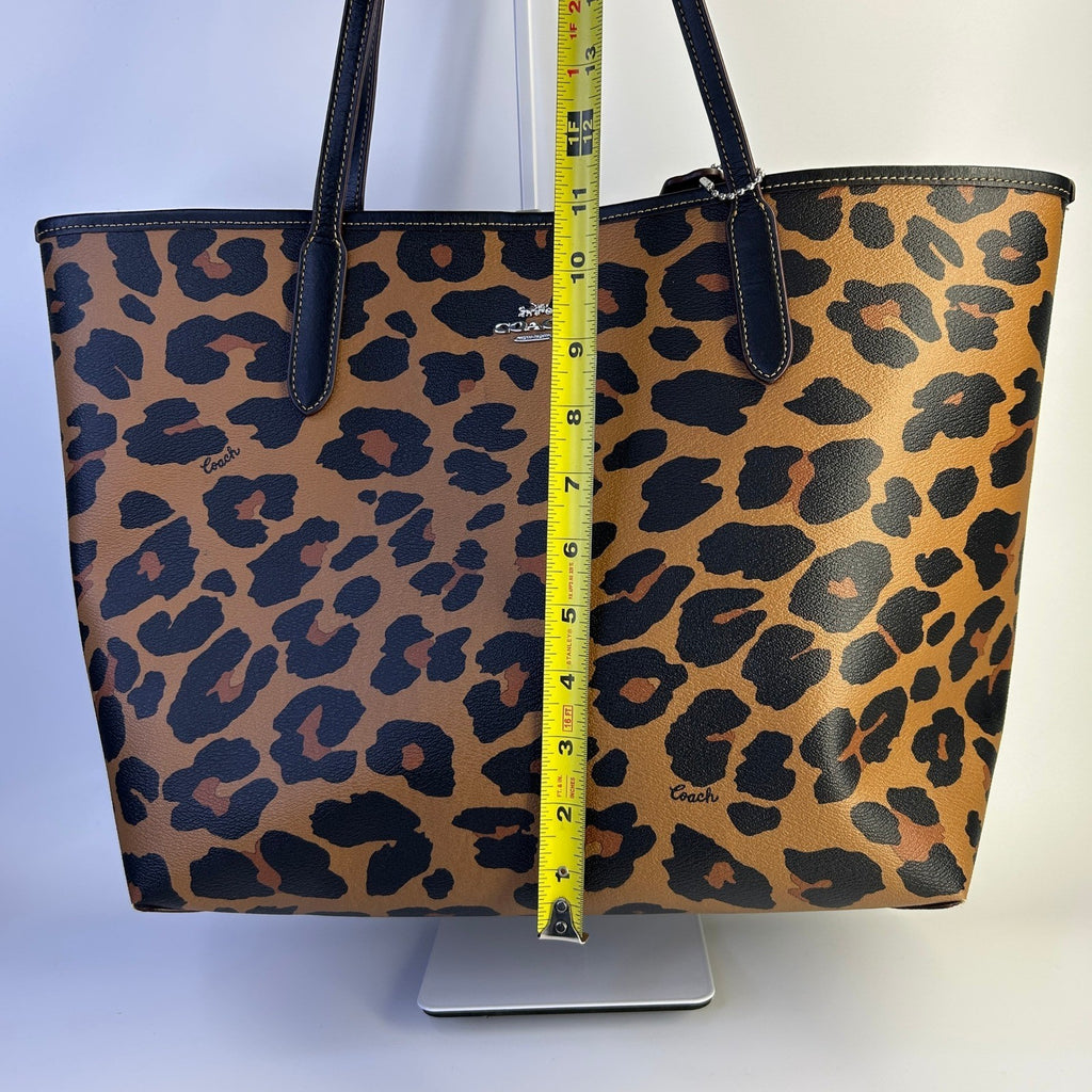 Coach City Tote Leopard Tan Black Coated Canvas Tote Bag Good9